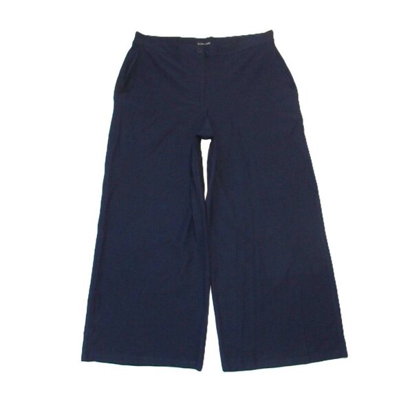 NWT Eileen Fisher Wide Leg Ankle in Midnight Washable Stretch Crepe Pants 10